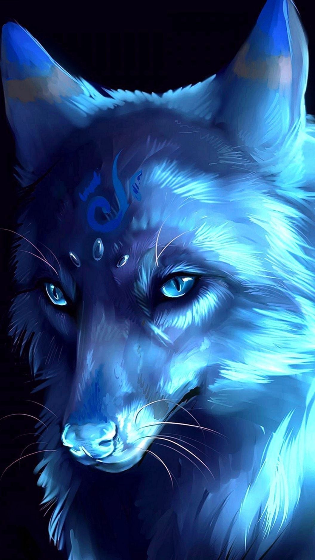 anime wallpaper phone,blue,canidae,wolf,snout,carnivore