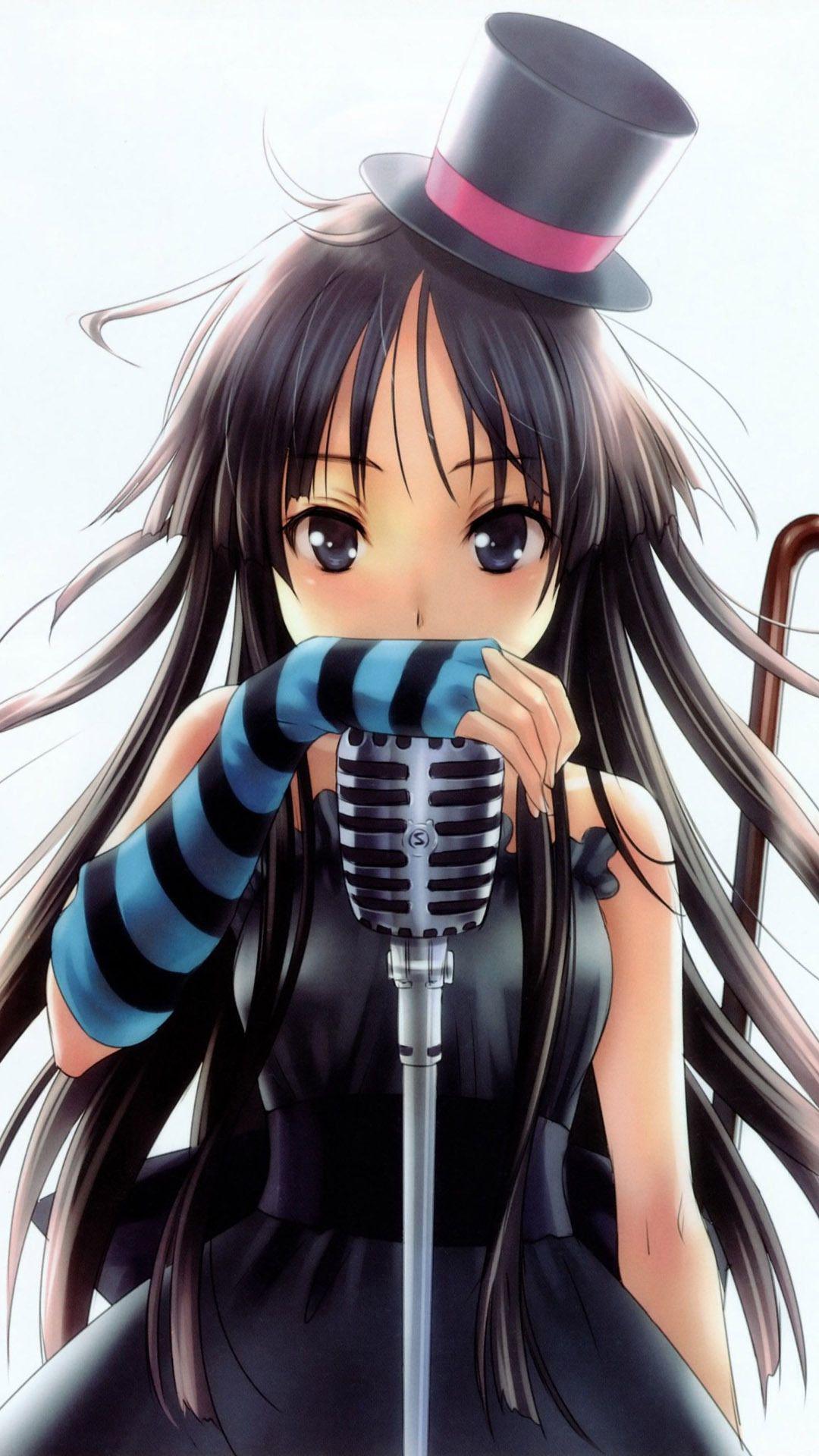 telefono anime wallpaper,equipaggiamento audio,anime,cartone animato,cantando,capelli neri