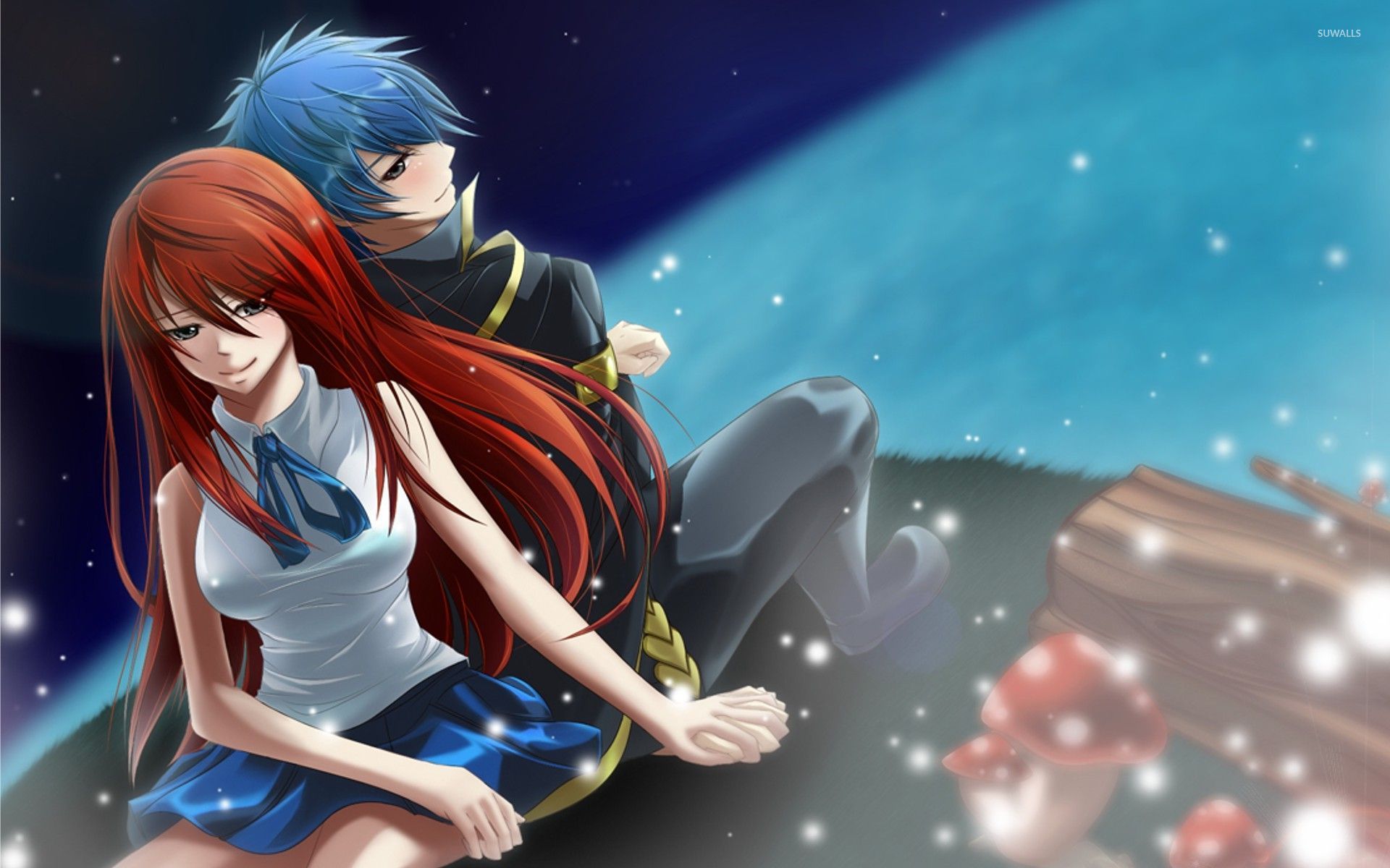 fairy tail wallpaper,cartoon,anime,cg artwork,brown hair,sky