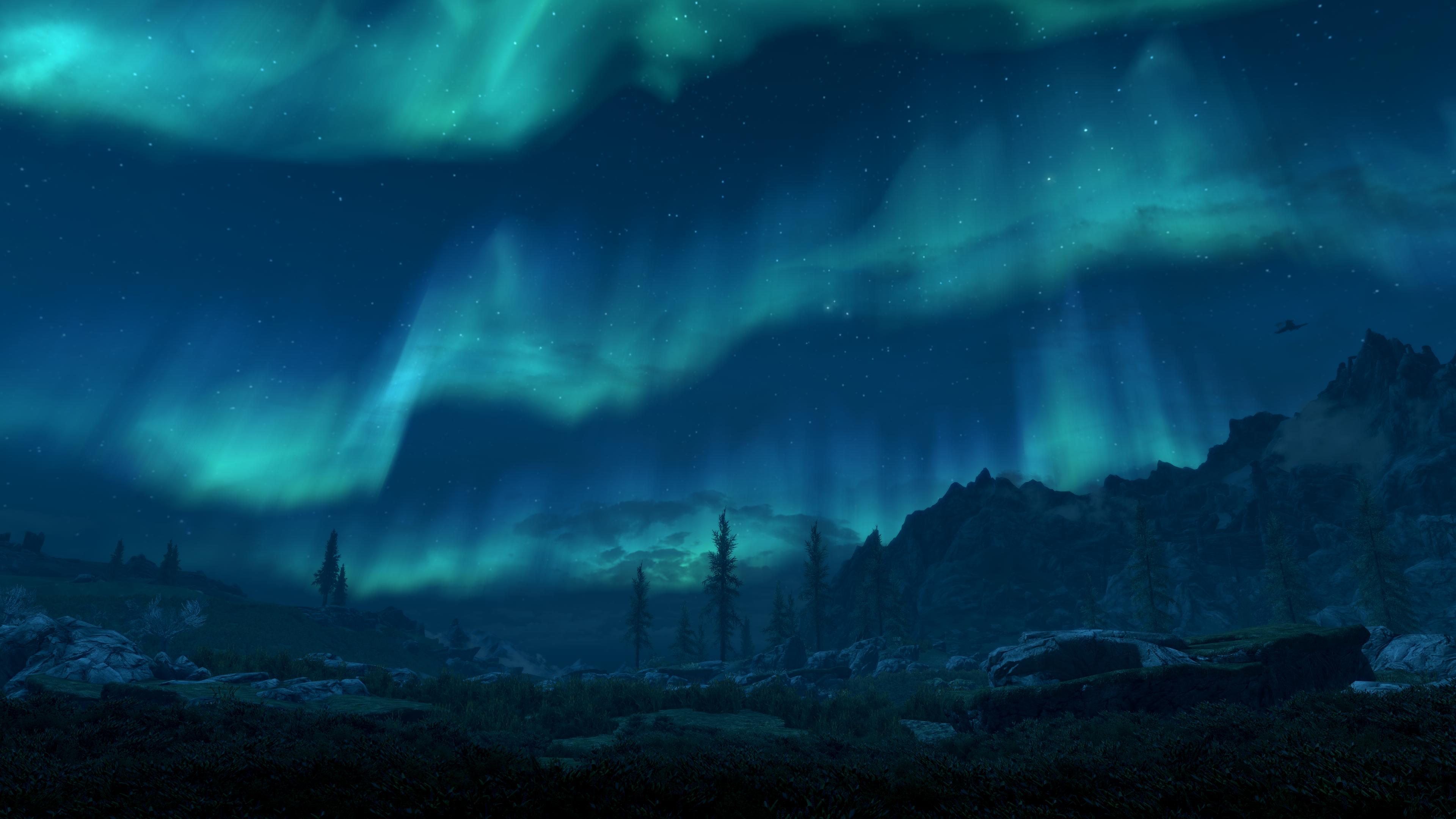 fond d'écran de skyrim,ciel,aurore,atmosphère,ténèbres,grotte de glace