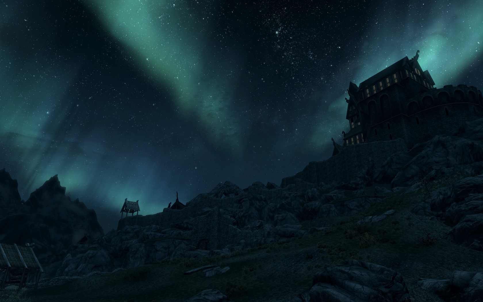 skyrim wallpaper,himmel,atmosphäre,aurora,bildschirmfoto,nacht