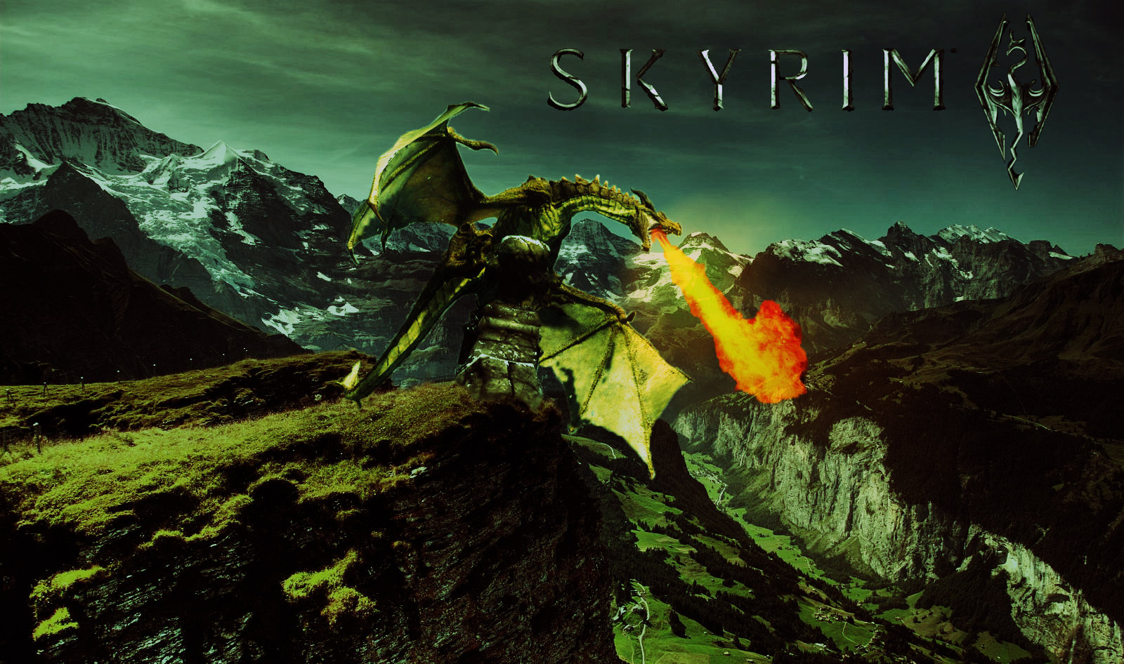 skyrim wallpaper,action adventure game,cg artwork,digital compositing,tree,fictional character