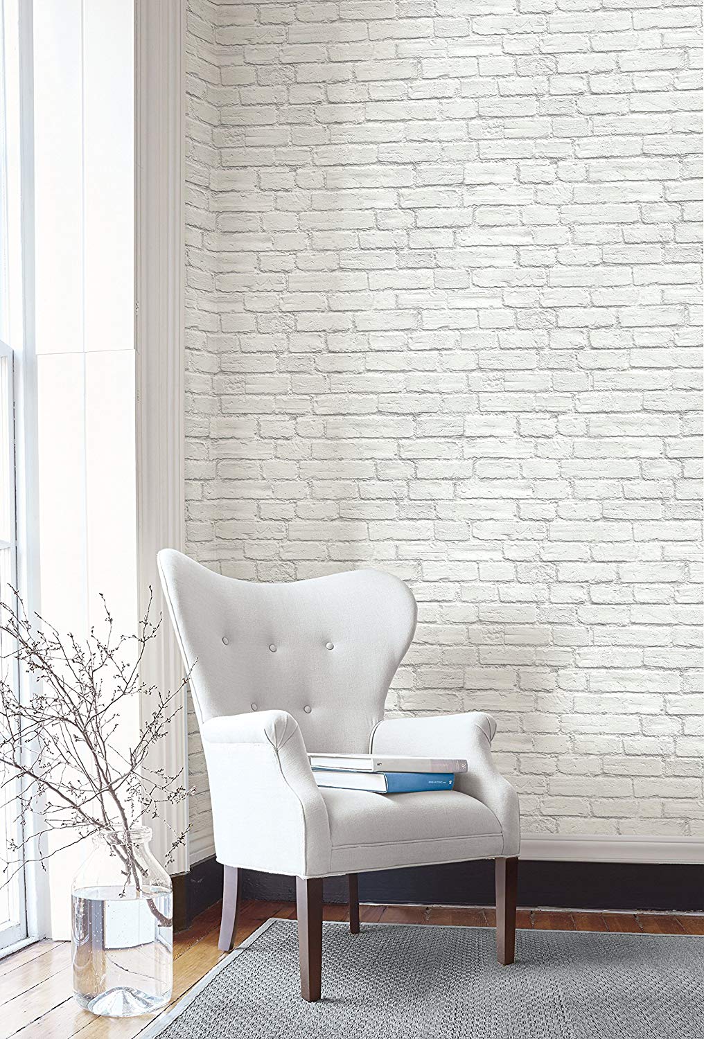 white brick wallpaper,white,furniture,wall,interior design,chair
