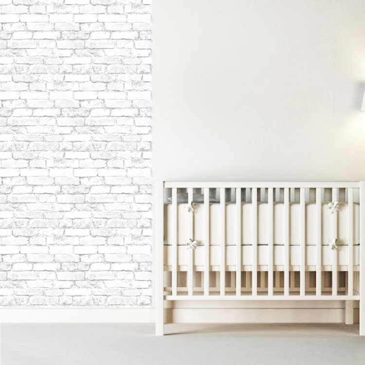 white brick wallpaper,product,white,wall,infant bed,room