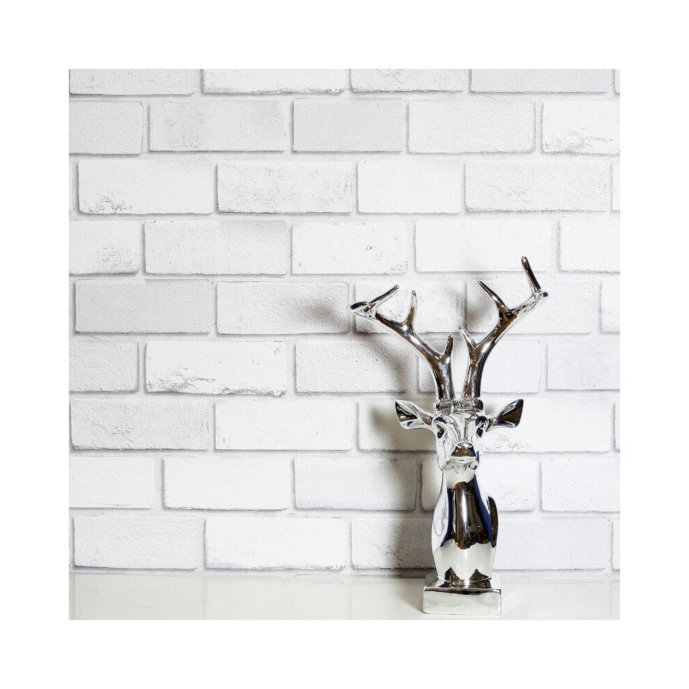 white brick wallpaper,wall,deer,brick,trophy,tile