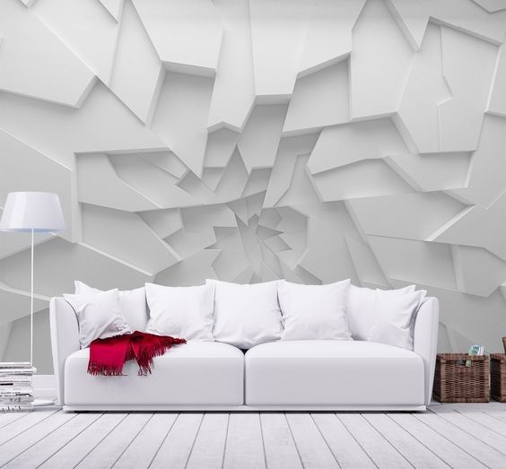 リビングルームの3d壁紙デザイン,白い,壁,ルーム,リビングルーム,家具
