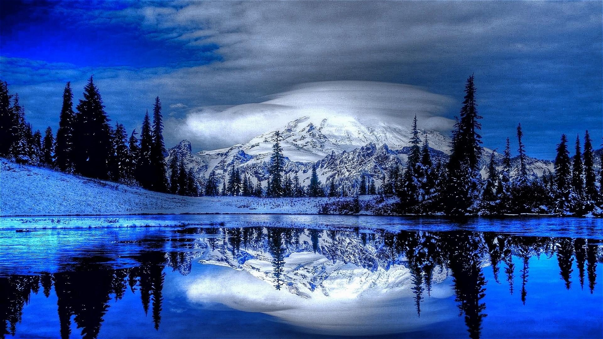 winter wonderland wallpaper,sky,natural landscape,nature,reflection,blue