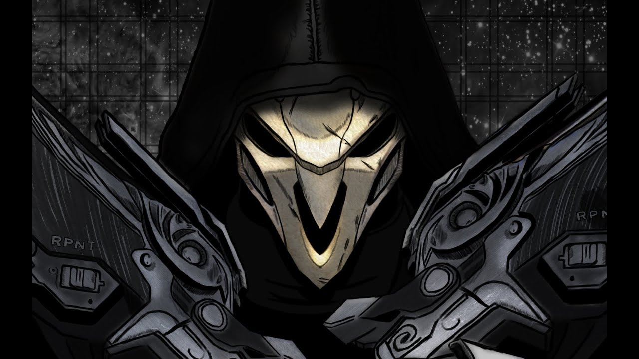 fond d'écran overwatch reaper,personnage fictif,transformateurs,illustration,fiction,noir et blanc