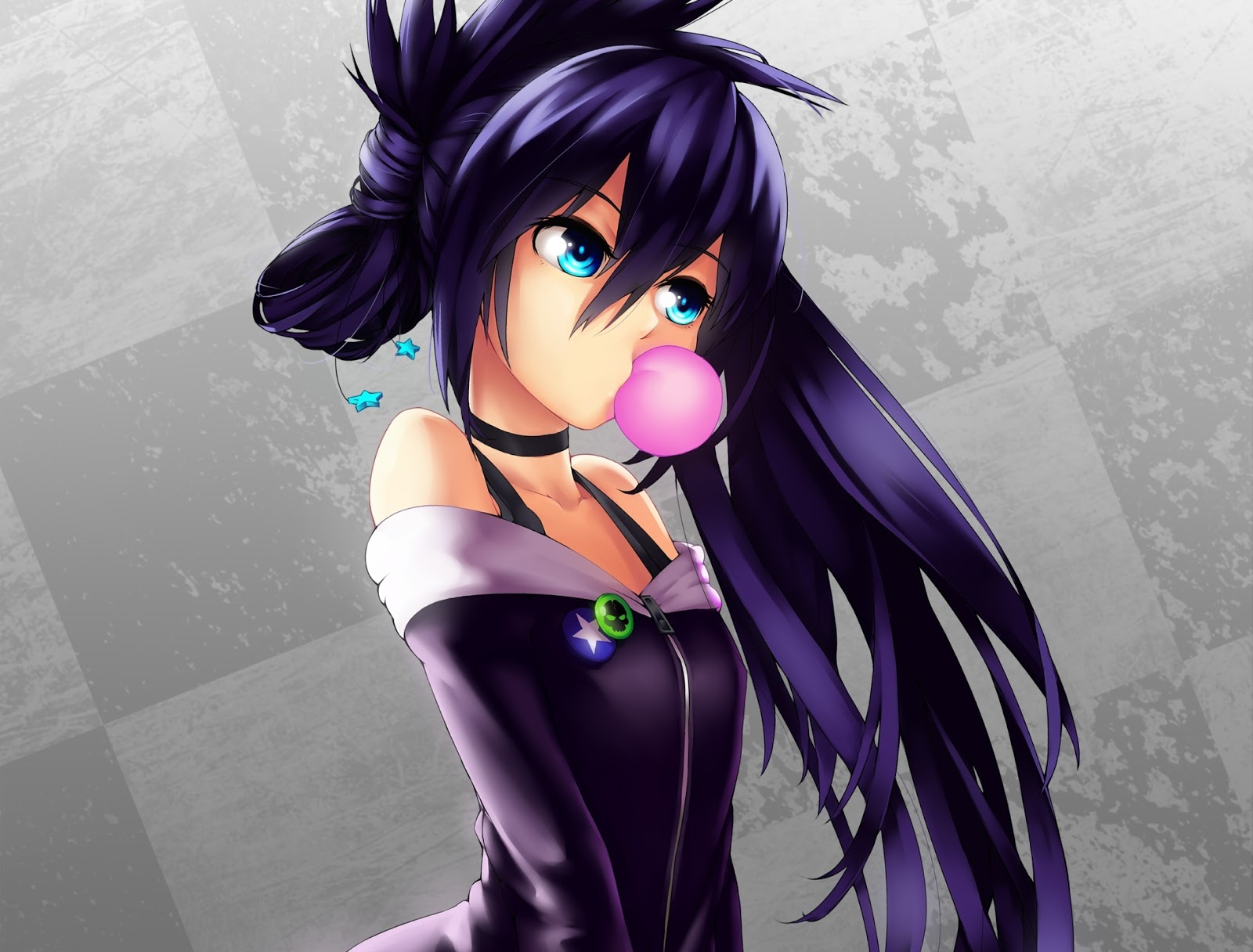 wallpaper anime keren,cartoon,anime,violet,purple,black hair