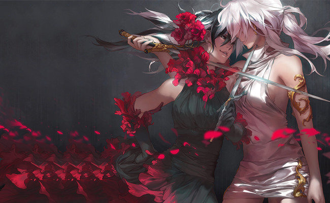 wallpaper anime keren,cg artwork,red,pink,anime,fictional character