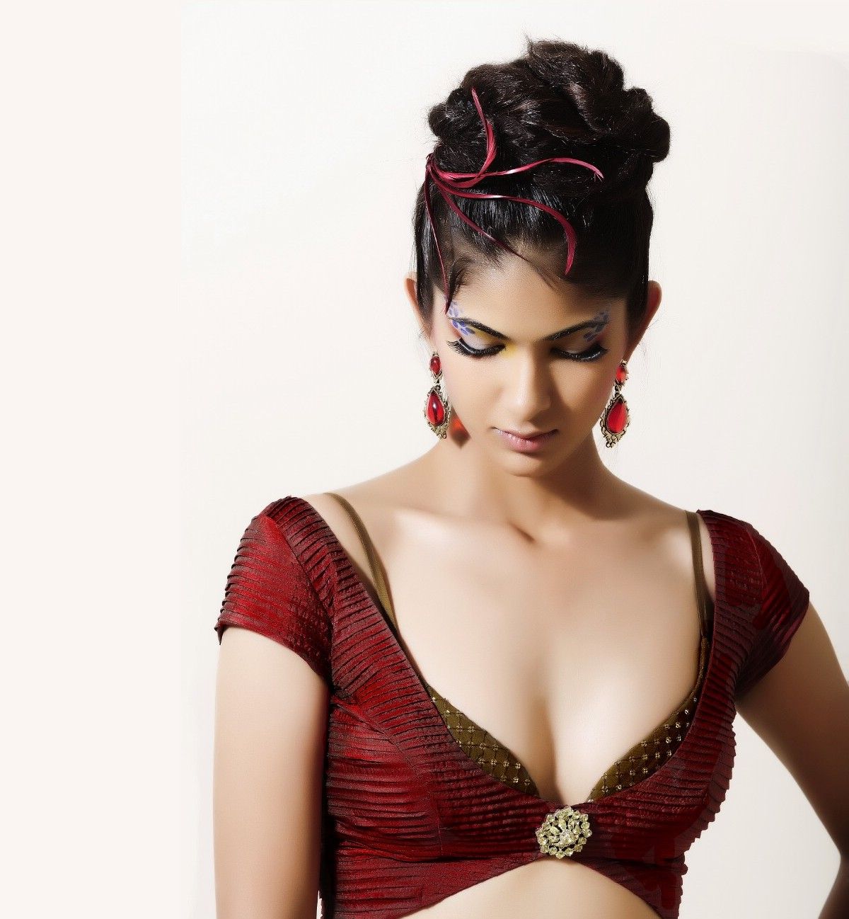 hot wallpaper indian,hair,clothing,red,maroon,brassiere