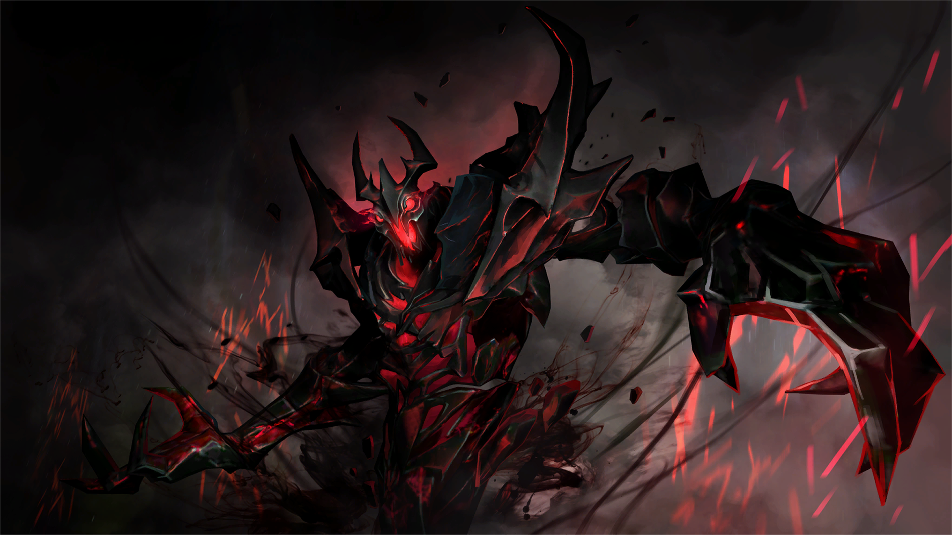 wallpaper anime keren,demon,red,darkness,geological phenomenon,cg artwork