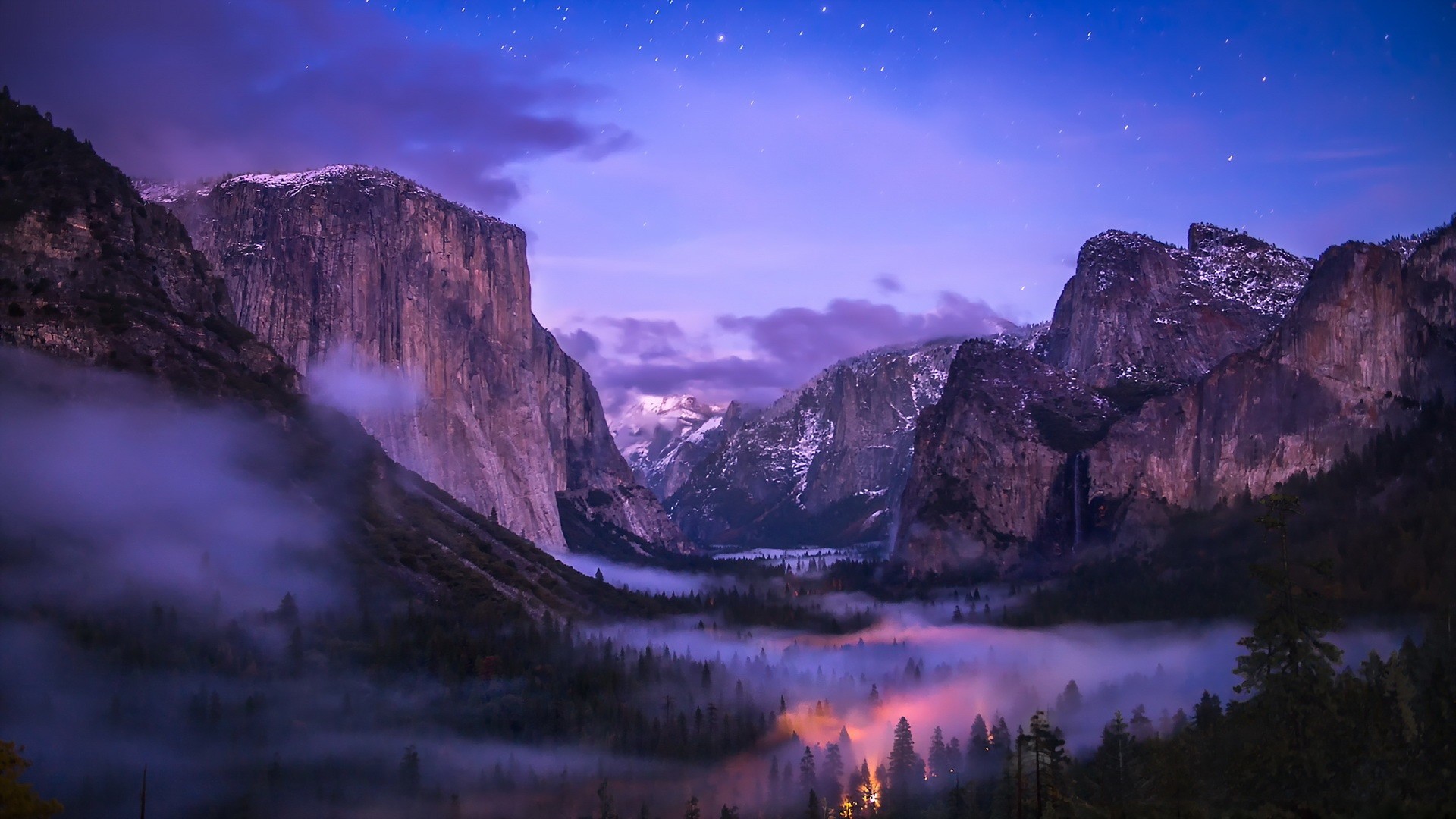 fondo de pantalla de yosemite,naturaleza,cielo,paisaje natural,montaña,púrpura