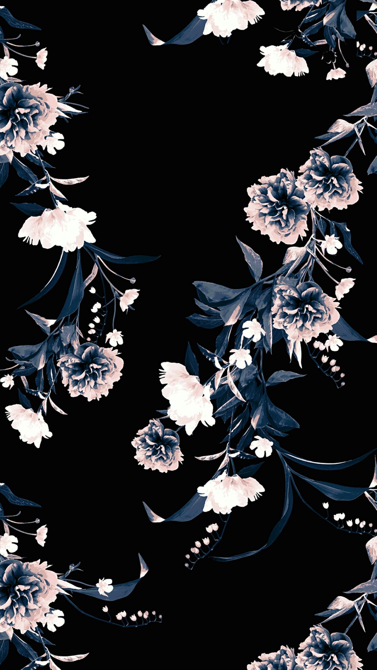 검은 꽃 벽지,무늬,식물,디자인,삽화,꽃