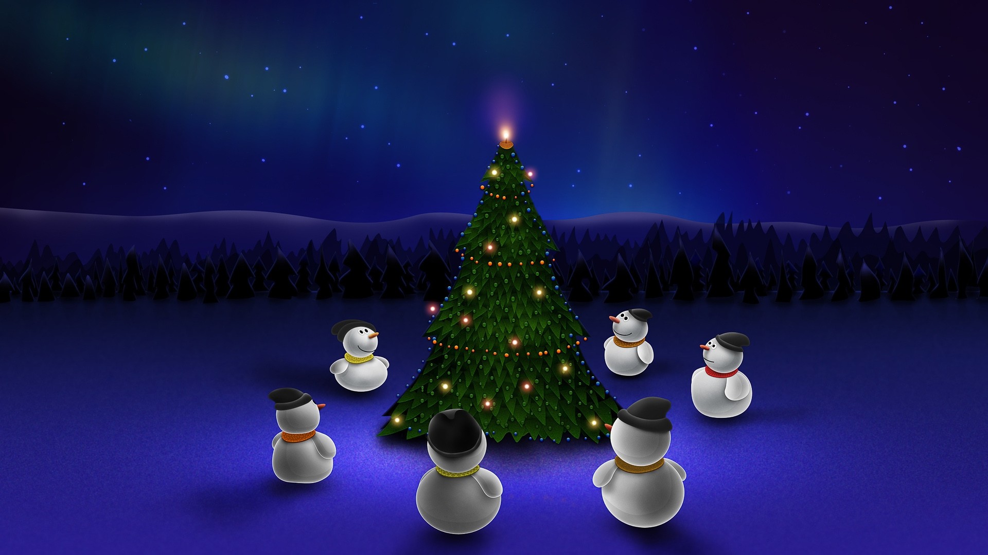 애니메이션 크리스마스 벽지,크리스마스 트리,나무,크리스마스,빛,크리스마스 이브