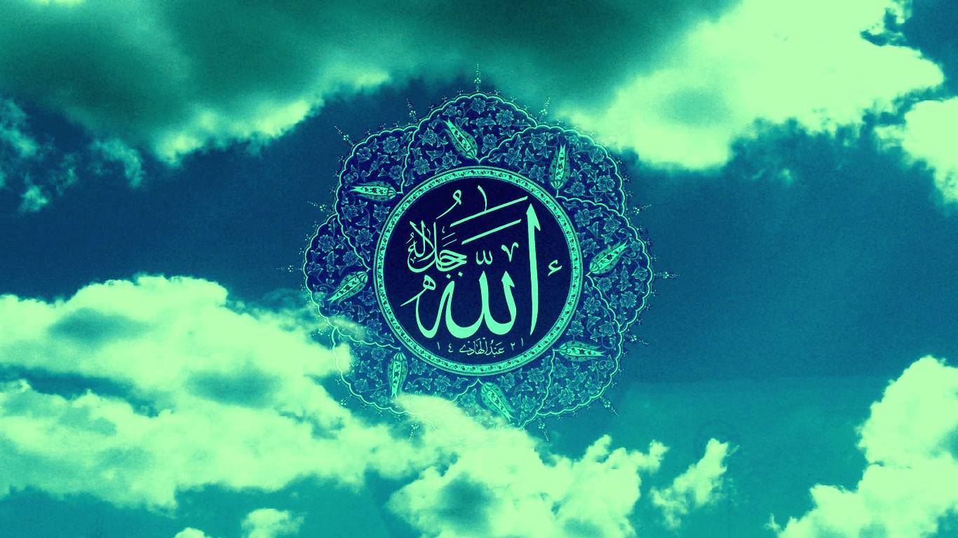 fond d'écran islamique hd 1080p,vert,ciel,nuage,police de caractère,conception graphique