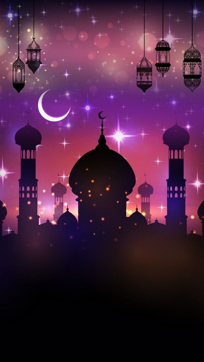モバイル用イスラム壁紙,図,空,紫の,モスク,夜