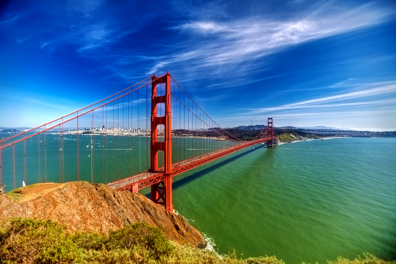 fondo de pantalla de golden gate bridge,puente,puente colgante,cielo,puente suspendido en cables,agua