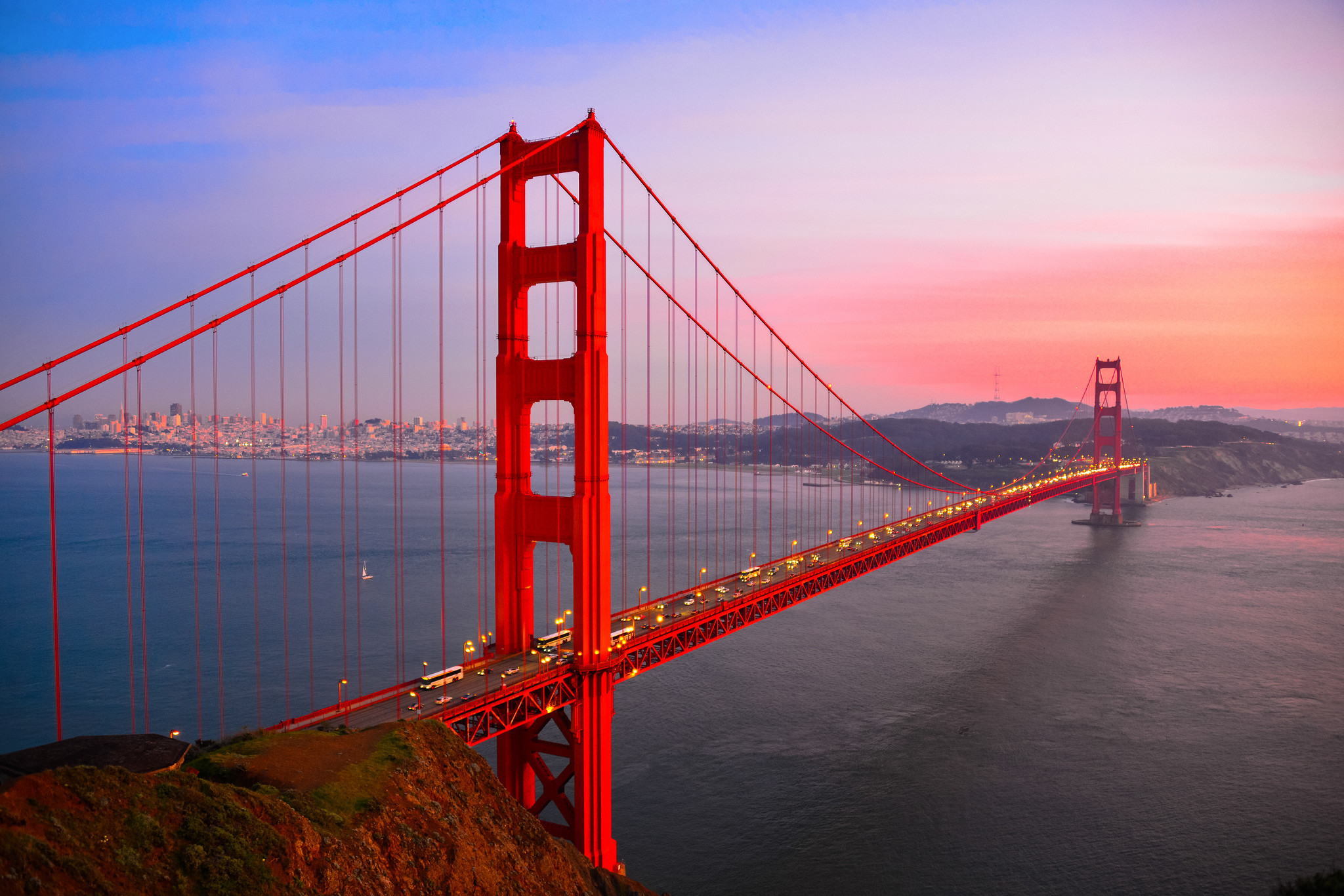 fondo de pantalla de golden gate bridge,puente,puente suspendido en cables,puente colgante,cielo,agua