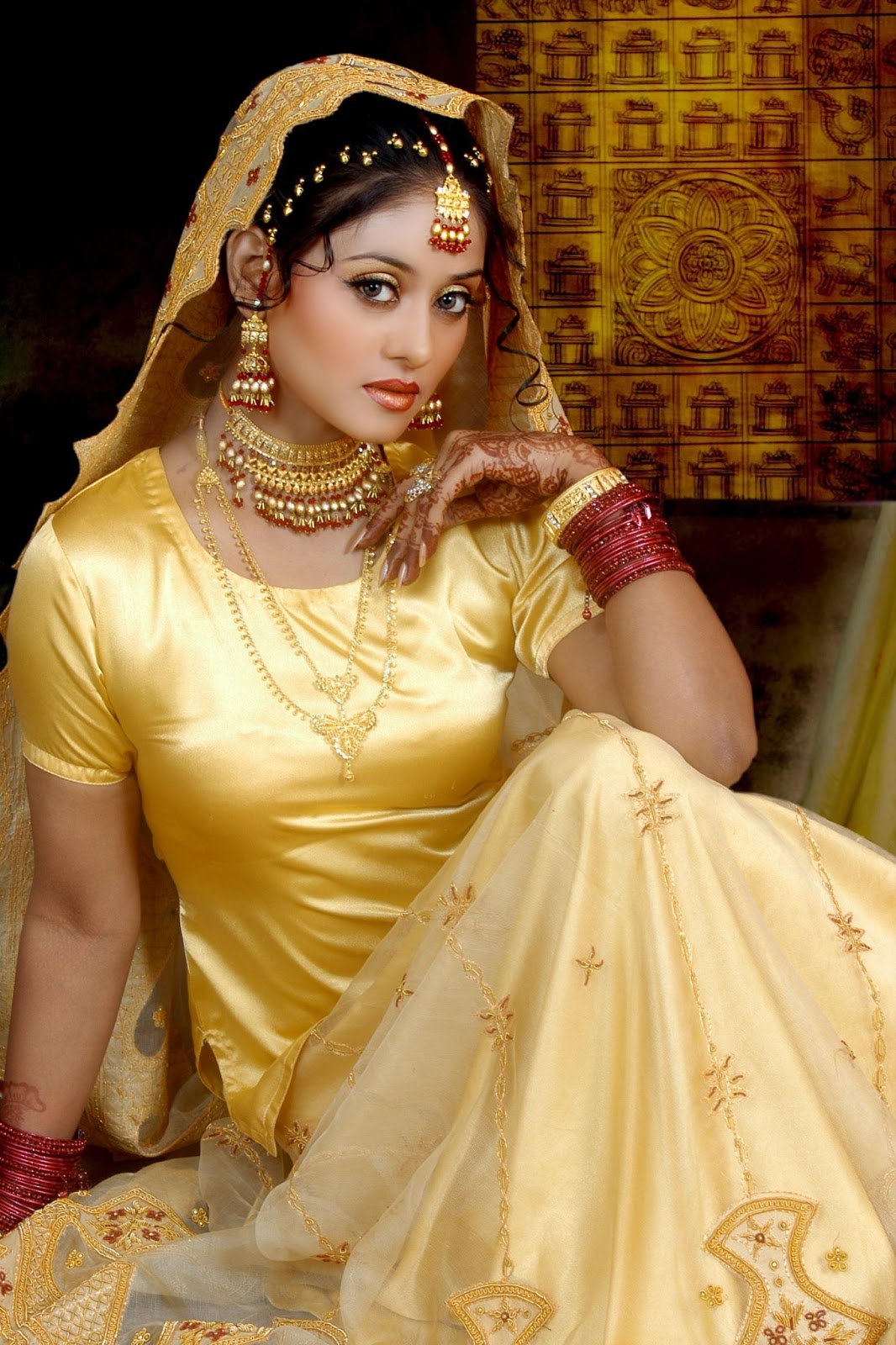 dulhan wallpaper,clothing,yellow,bride,headpiece,dress