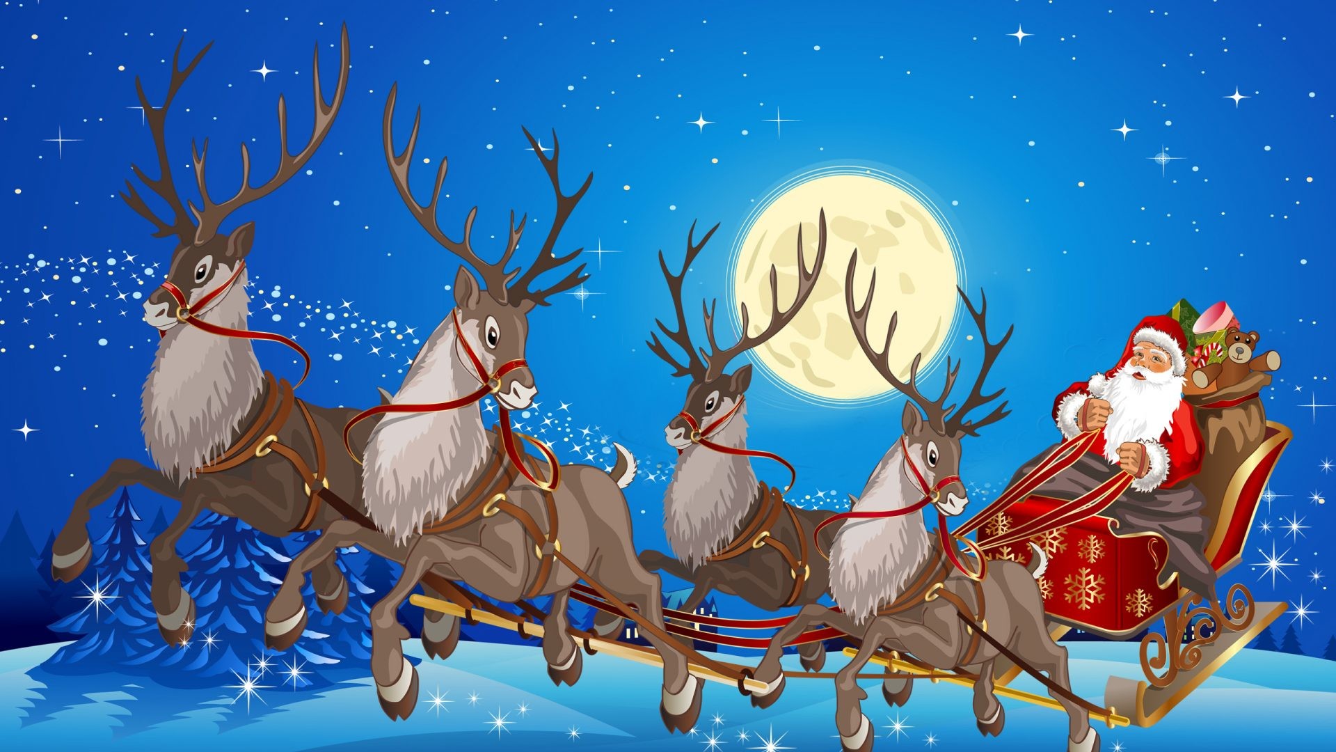 santa wallpaper,reindeer,deer,santa claus,christmas eve,fictional character