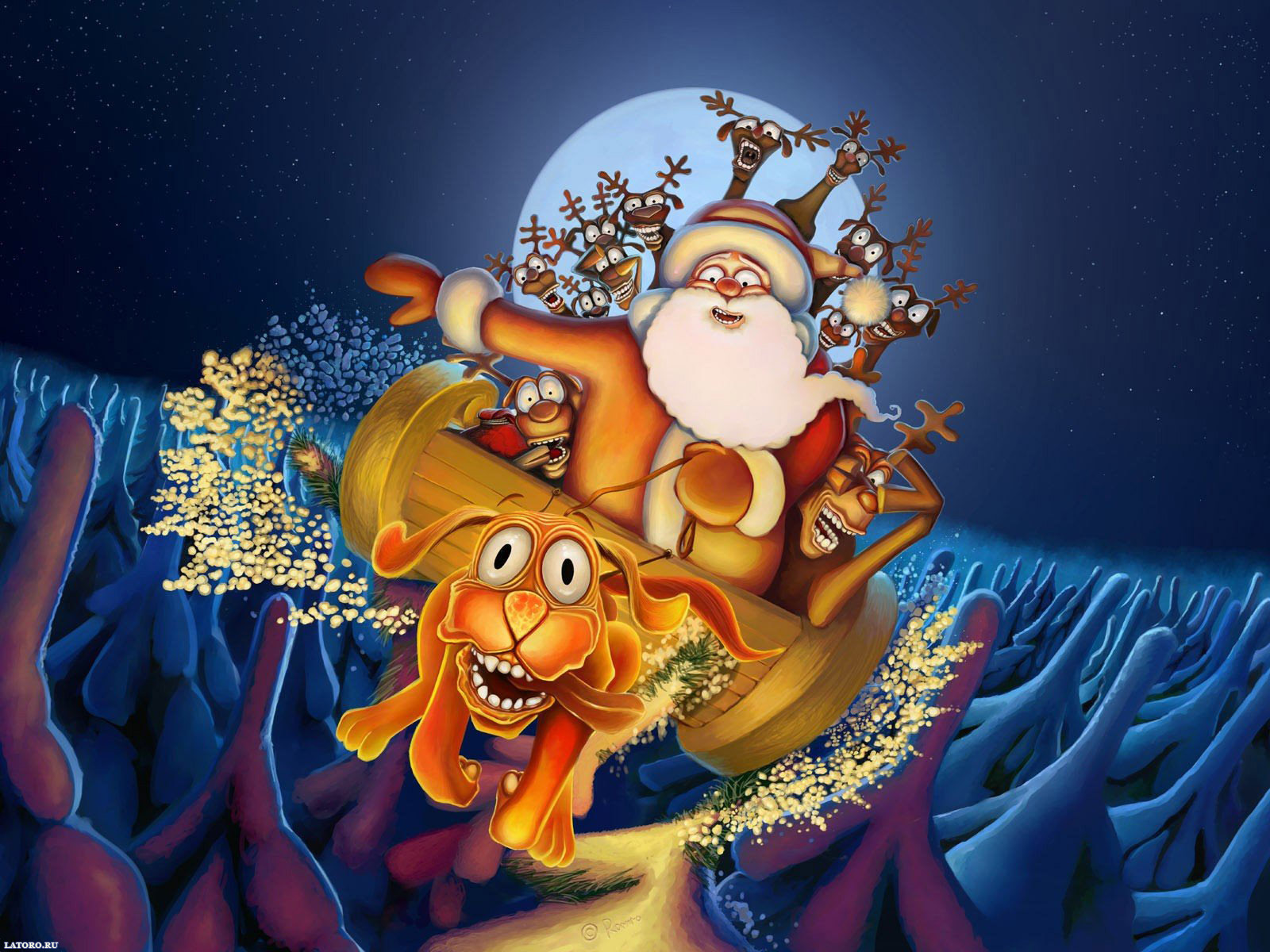santa wallpaper,animated cartoon,christmas eve,animation,illustration,fictional character