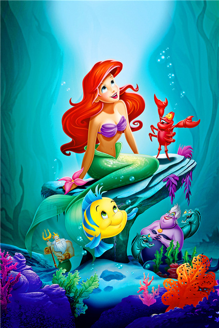 little mermaid wallpaper,animated cartoon,cartoon,fictional character,mythical creature,illustration