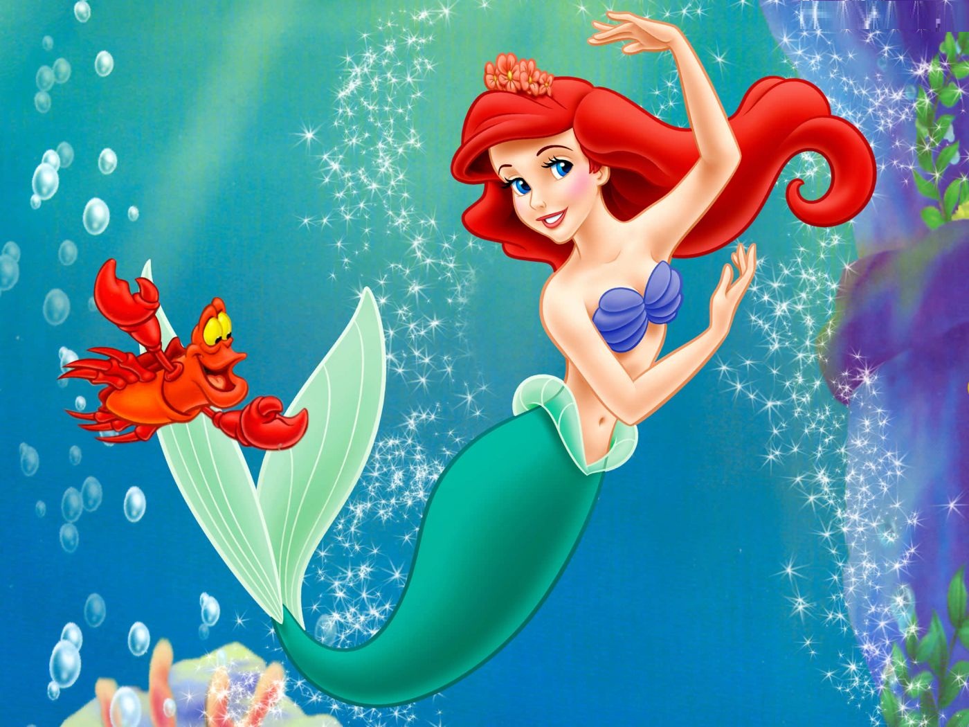 little mermaid wallpaper,animated cartoon,fictional character,cartoon,mythical creature,illustration
