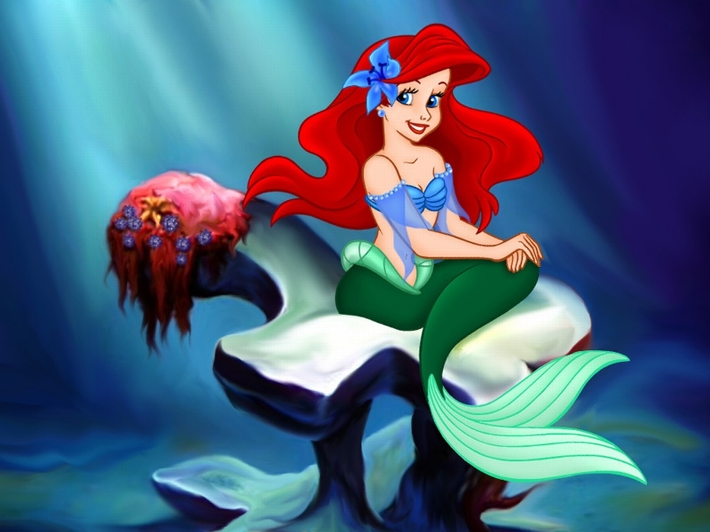 little mermaid wallpaper,animated cartoon,fictional character,cartoon,mythical creature,illustration