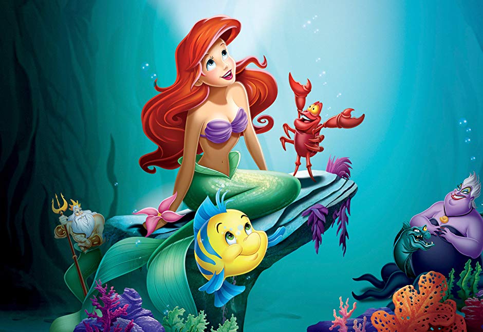 little mermaid wallpaper,animated cartoon,cartoon,fictional character,illustration,cg artwork
