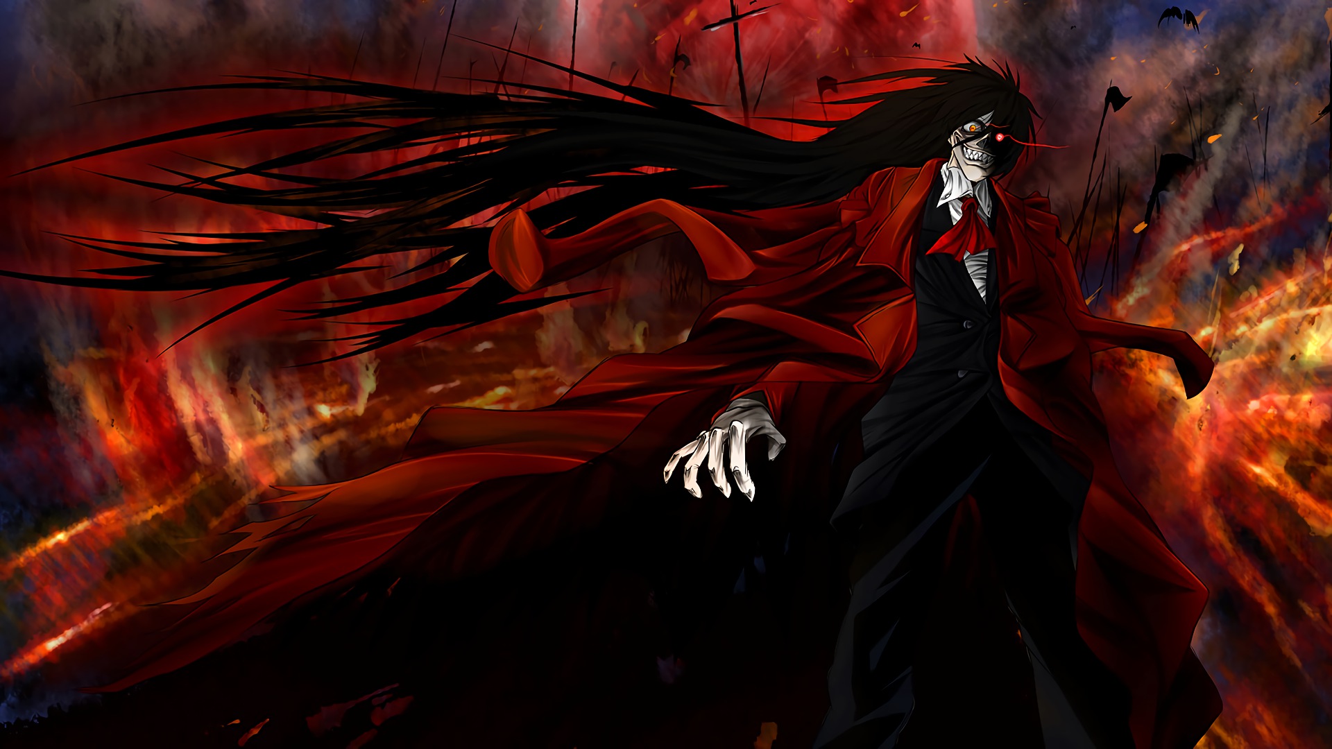 fond d'écran hellsing,oeuvre de cg,rouge,démon,illustration,ténèbres