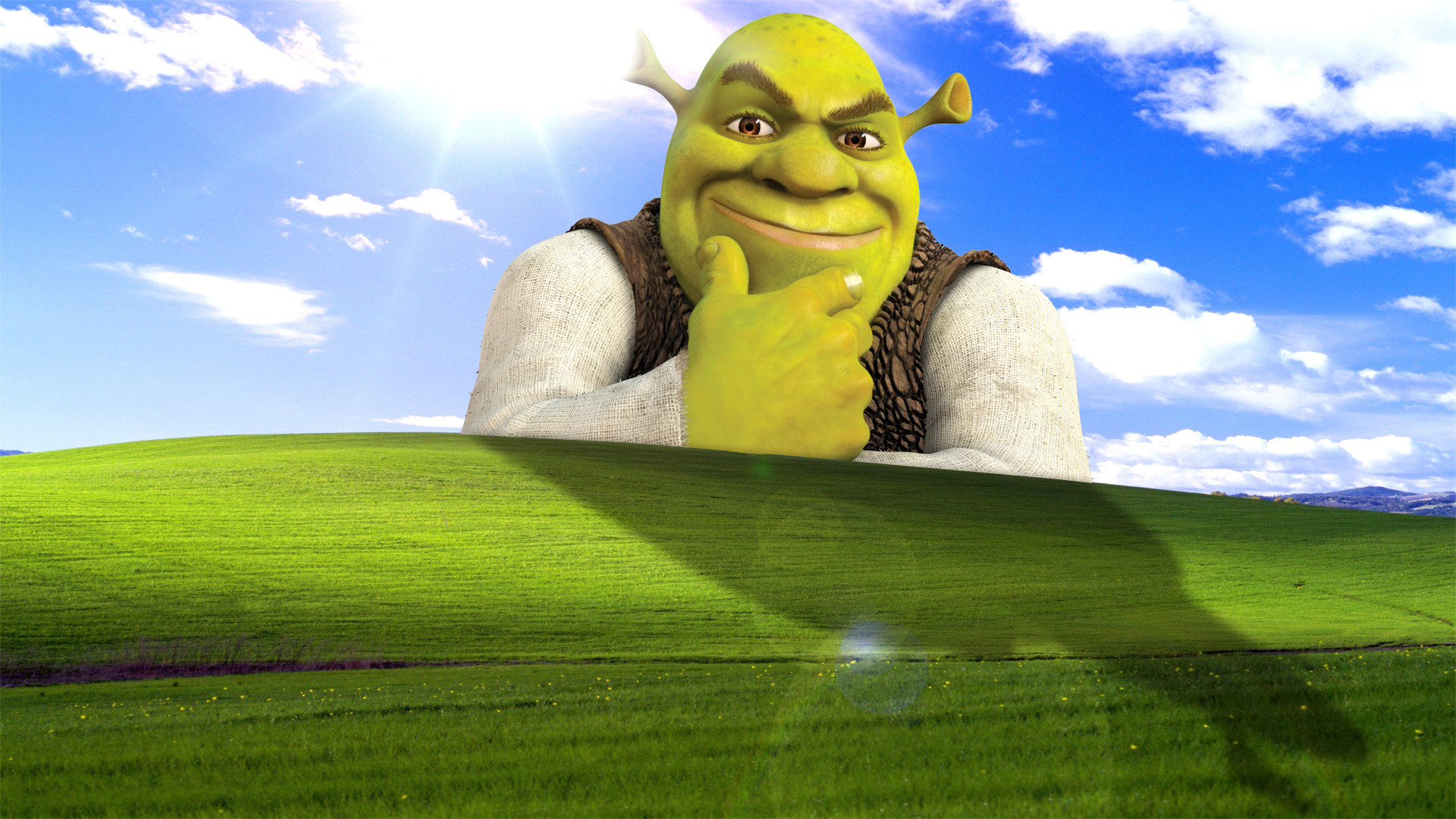 fondo de pantalla de shrek,dibujos animados,verde,cielo,dibujos animados,animación