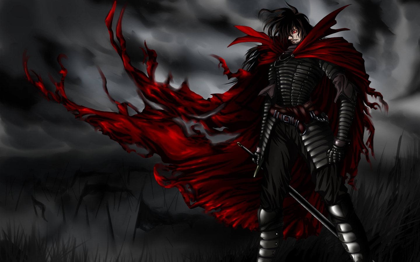 hellsing wallpaper,cg artwork,demon,fictional character,darkness,supernatural creature