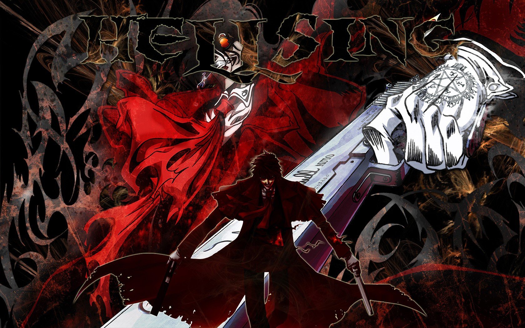 hellsing wallpaper,fictional character,cg artwork,illustration,graphic design,demon
