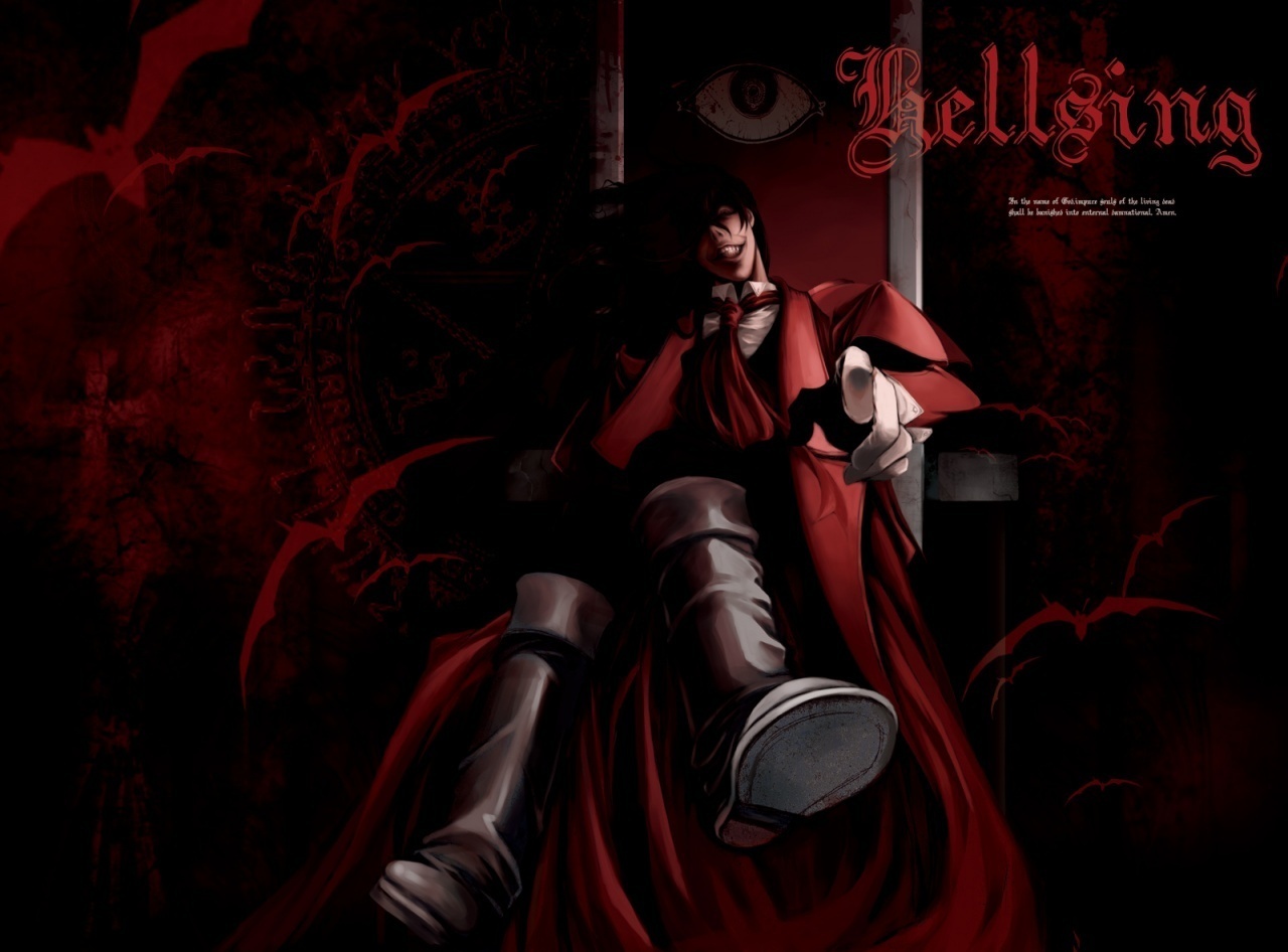 hellsing wallpaper,red,cg artwork,darkness,fictional character,illustration