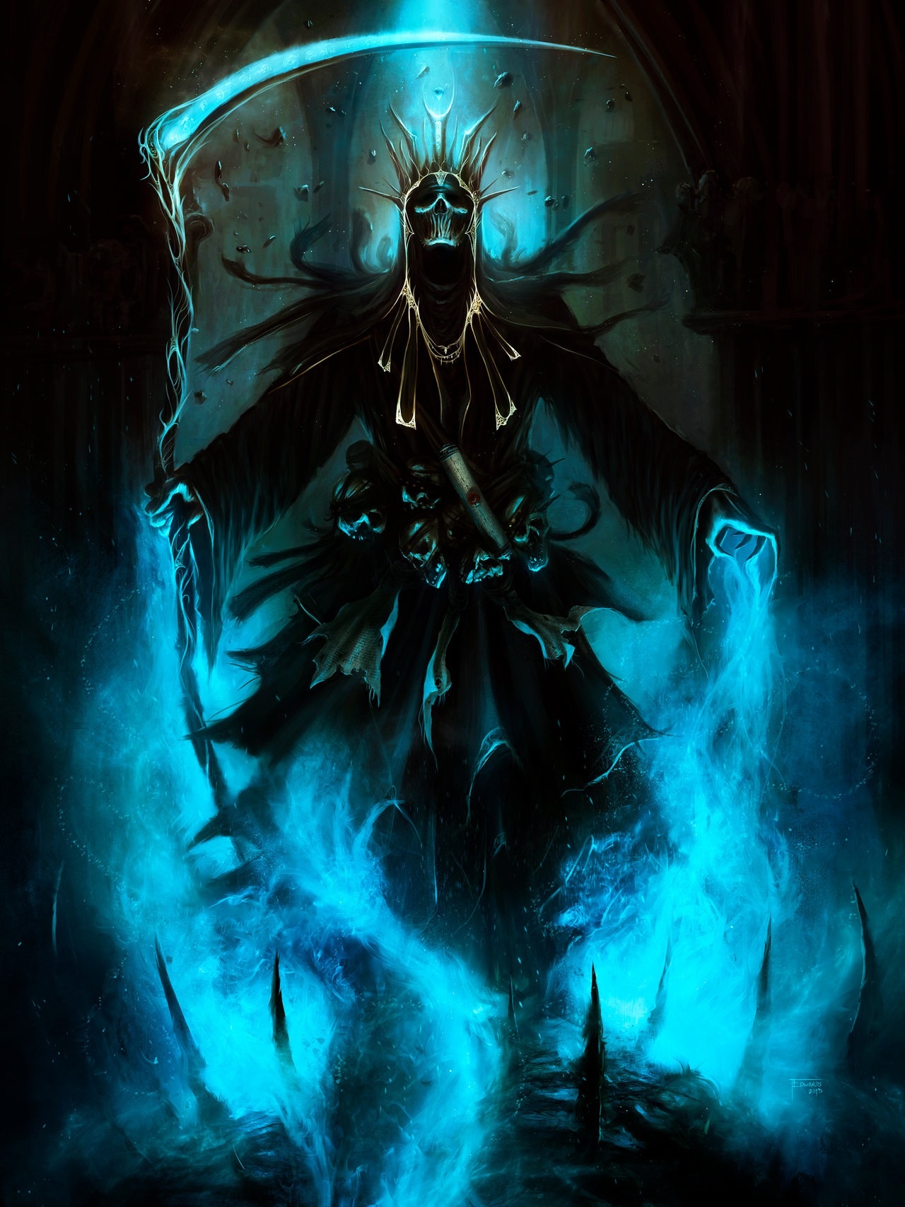 grim reaper wallpaper,darkness,cg artwork,demon,fictional character,graphic design