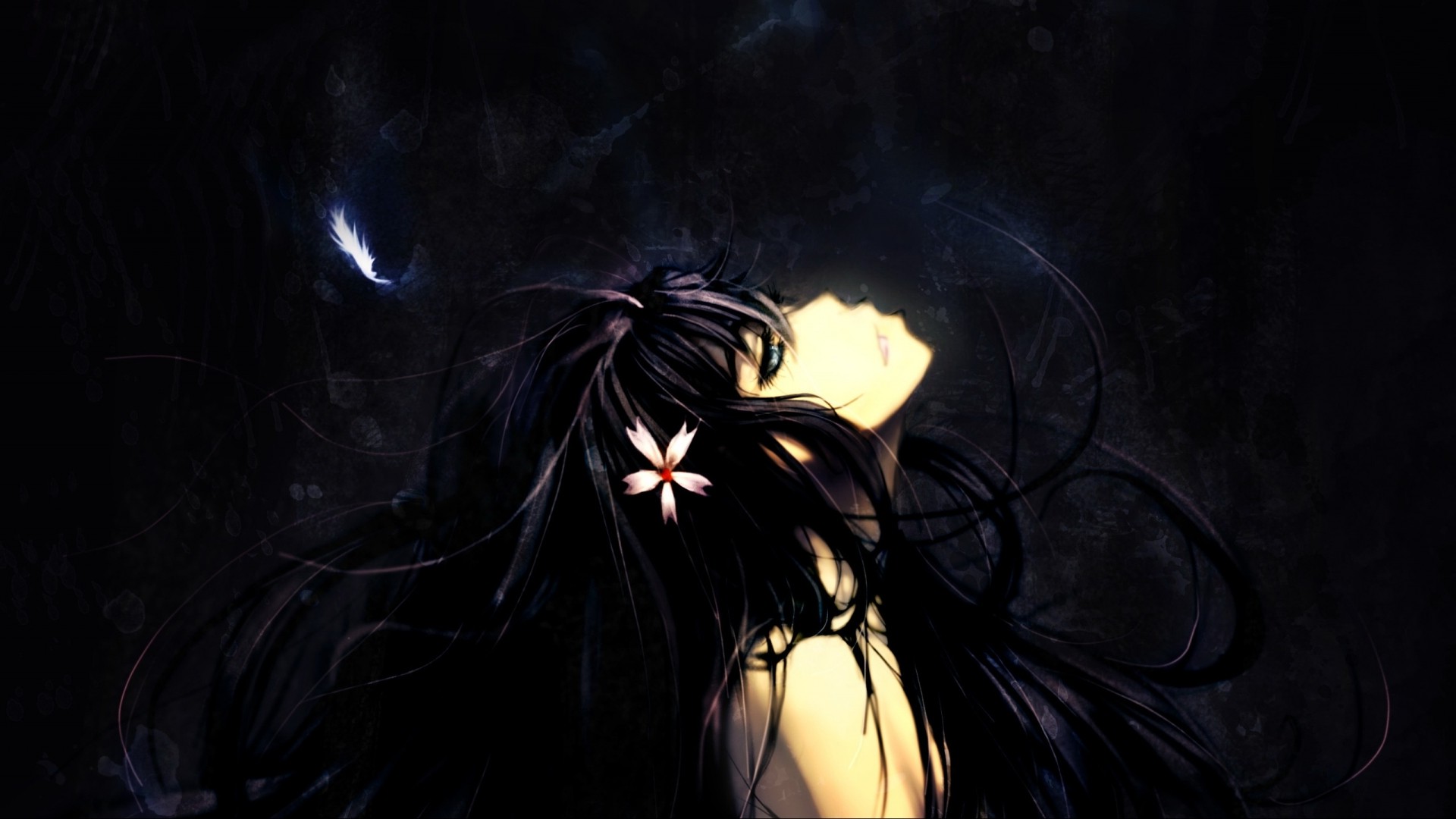 dark anime wallpaper,darkness,light,sky,black hair,night