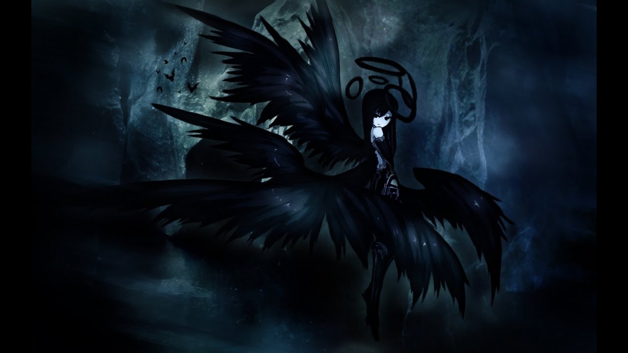 fondo de pantalla de anime oscuro,oscuridad,cg artwork,ala,personaje de ficción,ilustración
