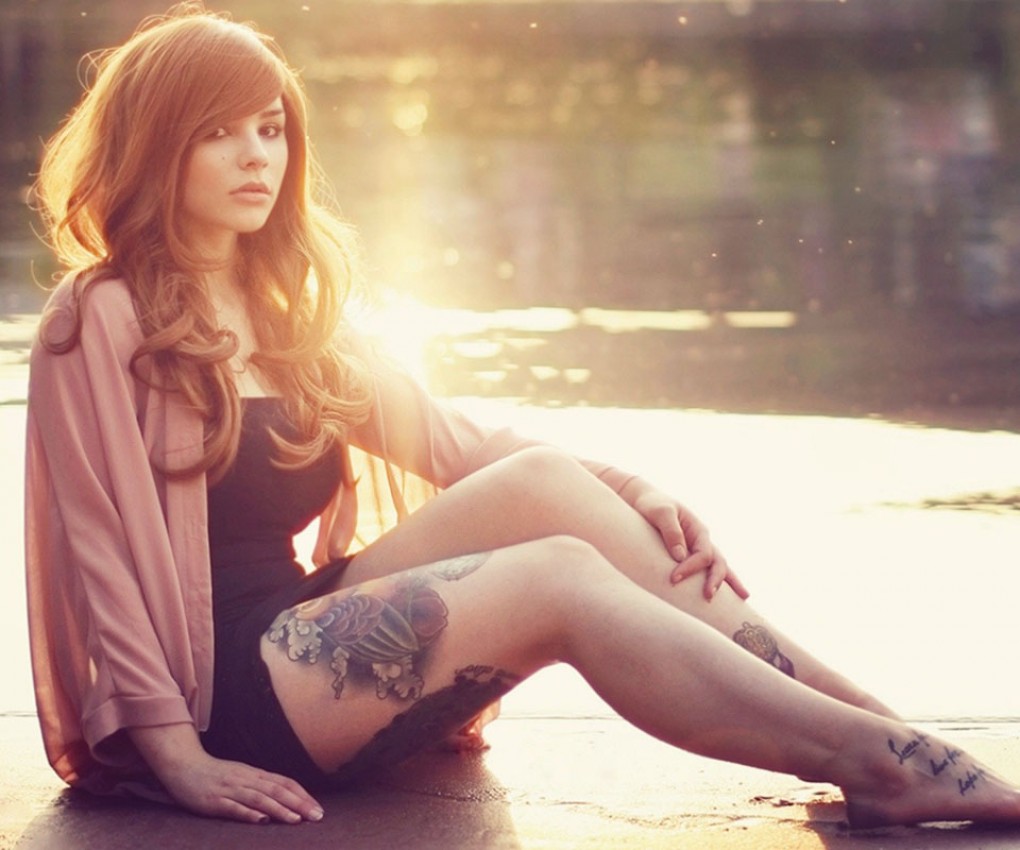 tattoo girl wallpaper,beauty,leg,human leg,photography,long hair