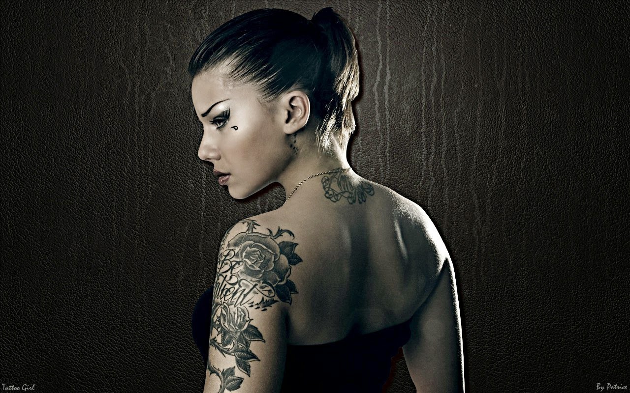 tattoo girl wallpaper,tattoo,hair,shoulder,arm,hairstyle