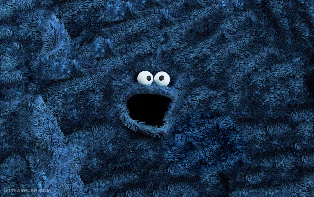 cookie monster wallpaper,blue,organism,sky,animation,tree.