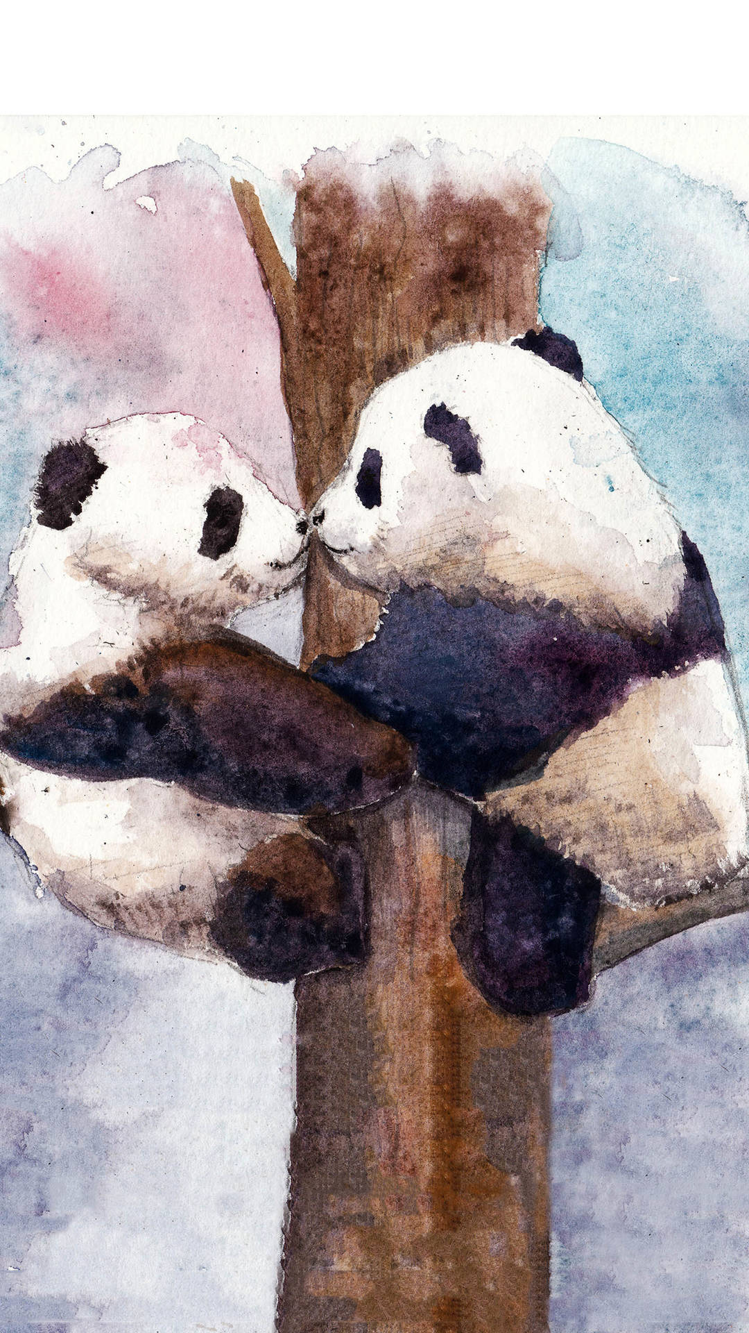 sfondi panda iphone,panda,pittura ad acquerello,orso,orsacchiotto di peluche,illustrazione