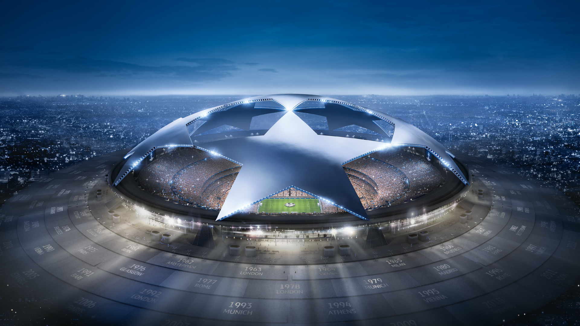 champions league wallpaper,sky,stadium,atmosphere,unidentified flying object,dome