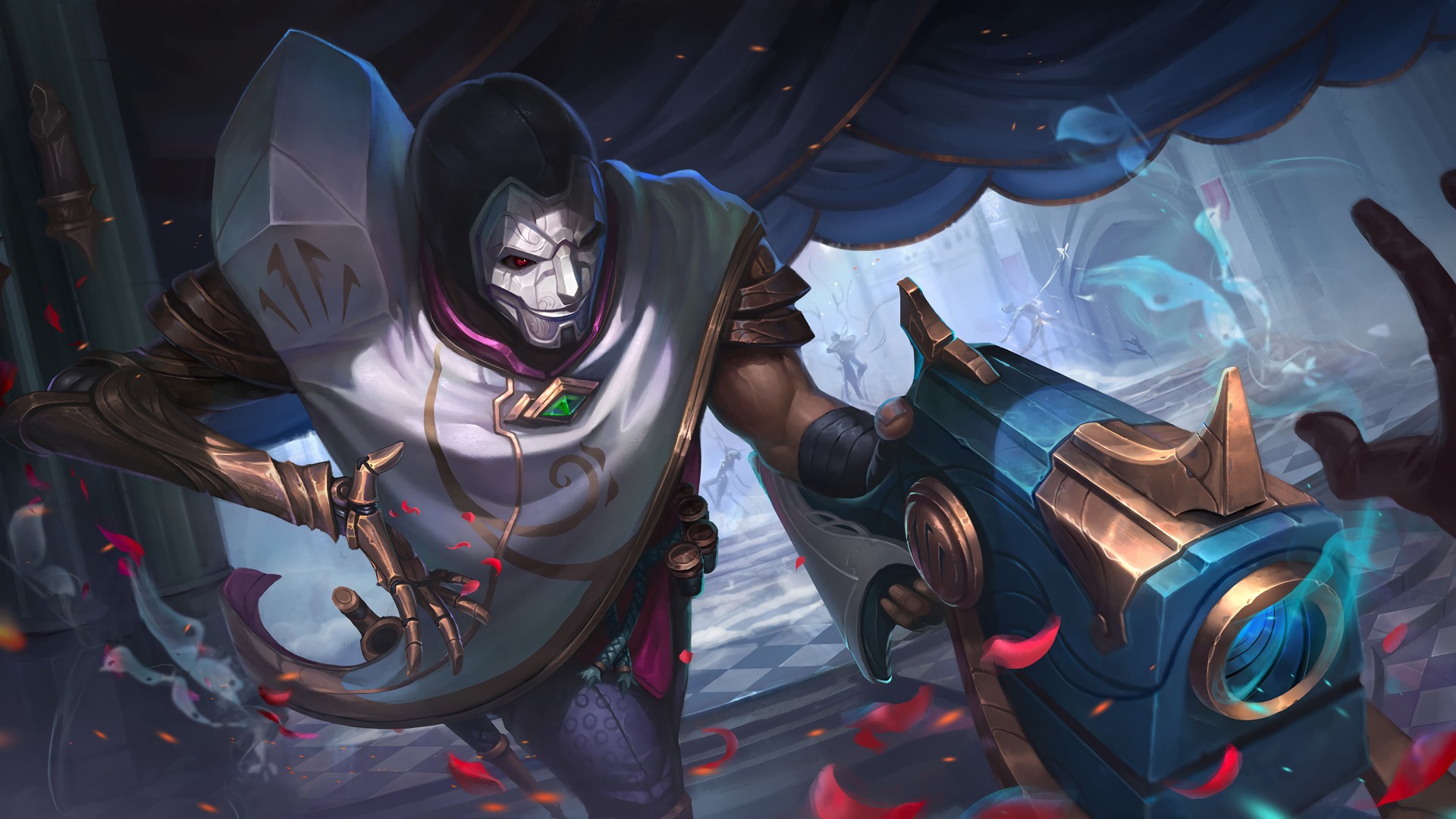 jhin wallpaper,illustration,fictional character,games,cg artwork,pc game