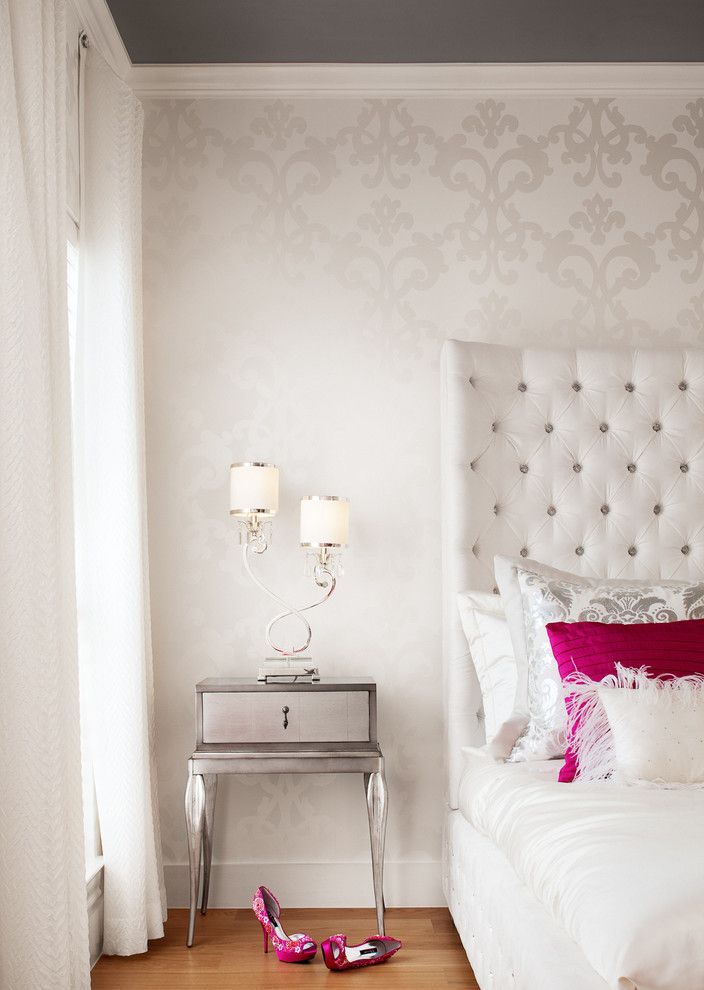 ベッドルームのためのガーリー壁紙,白い,ルーム,ピンク,家具,インテリア・デザイン