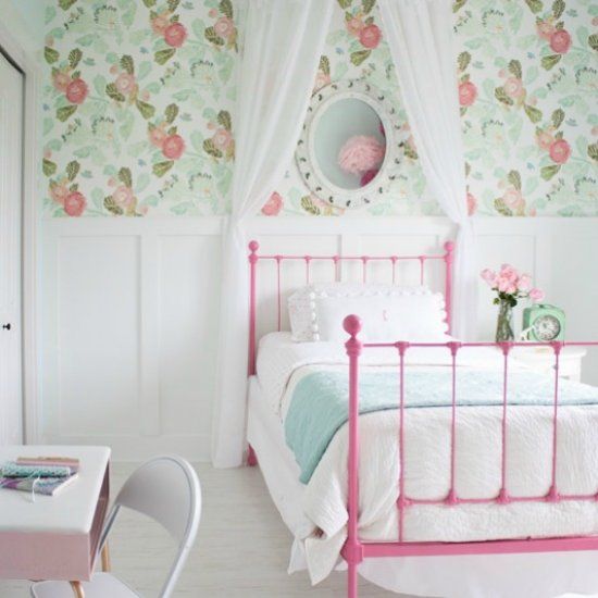 girly wallpapers for bedrooms,product,pink,room,wallpaper,bed (108648