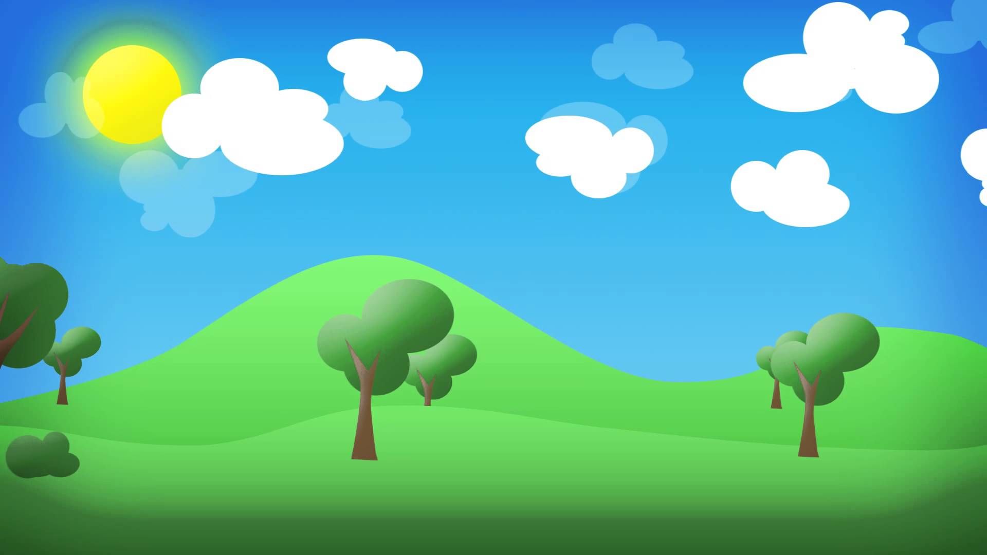 wallpaper animado,green,sky,natural landscape,cartoon,illustration