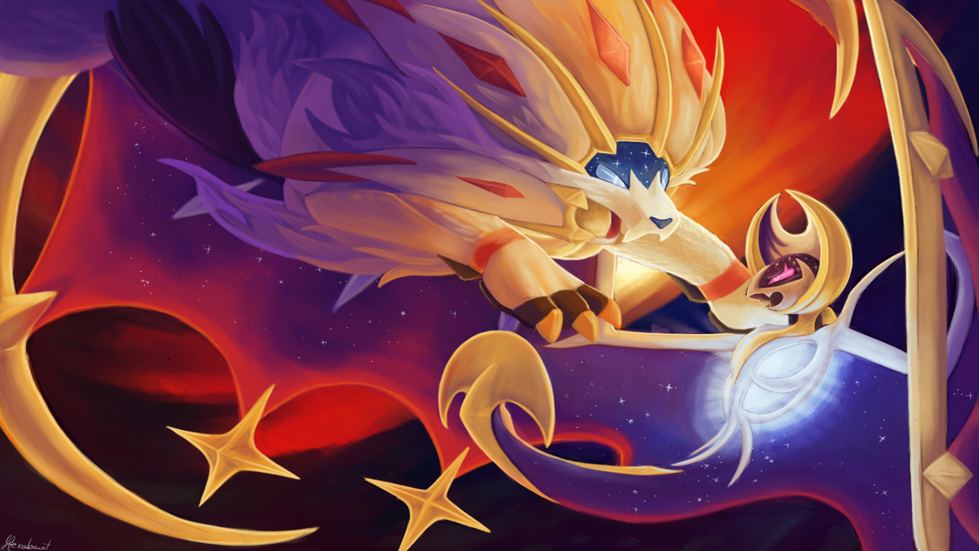 pokemon sun and moon wallpaper,cartoon,cg artwork,anime,fictional character,dragon