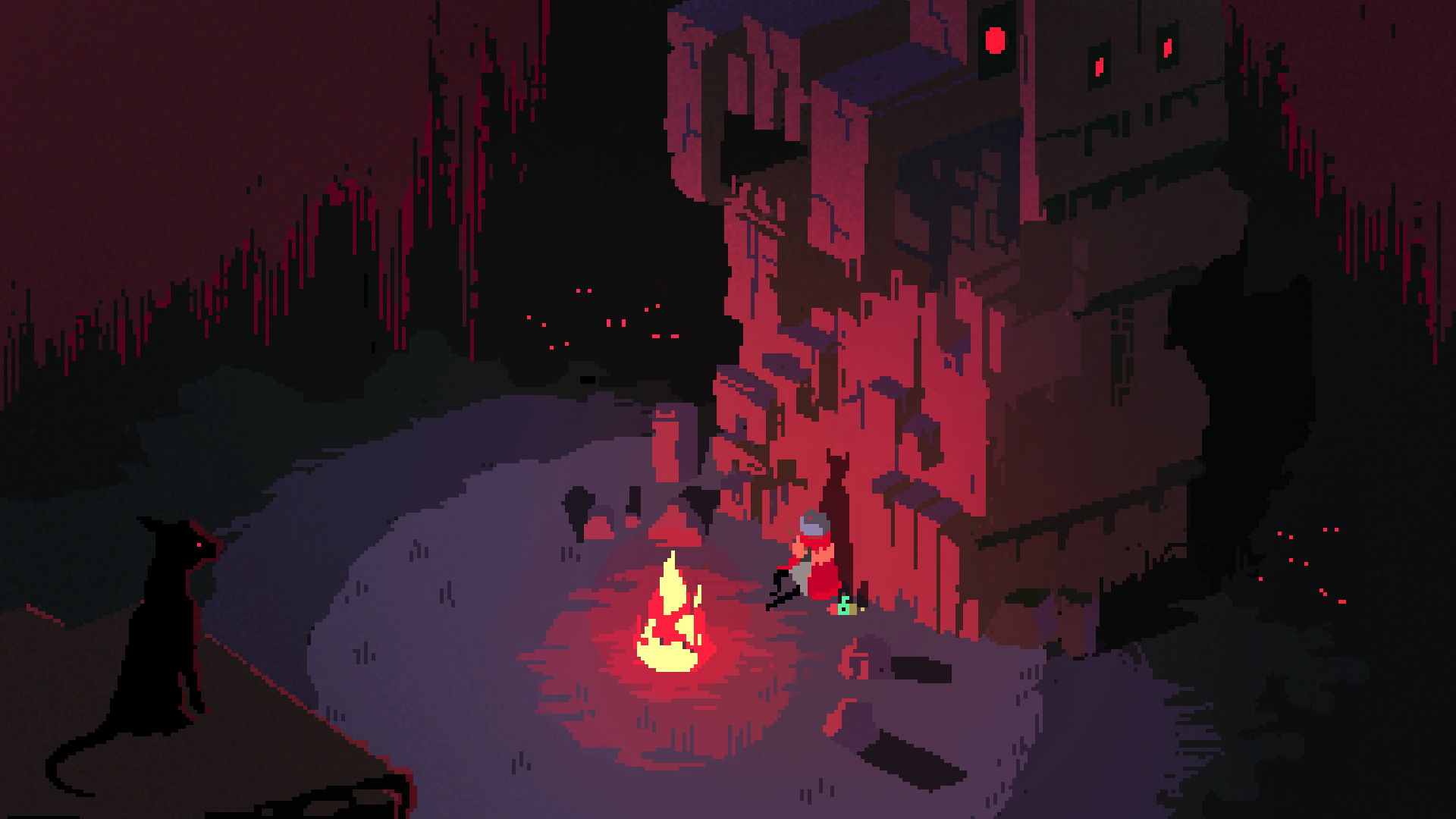 hyper light drifter tapete,rot,bildschirmfoto,spiele,computerspiel,feuer