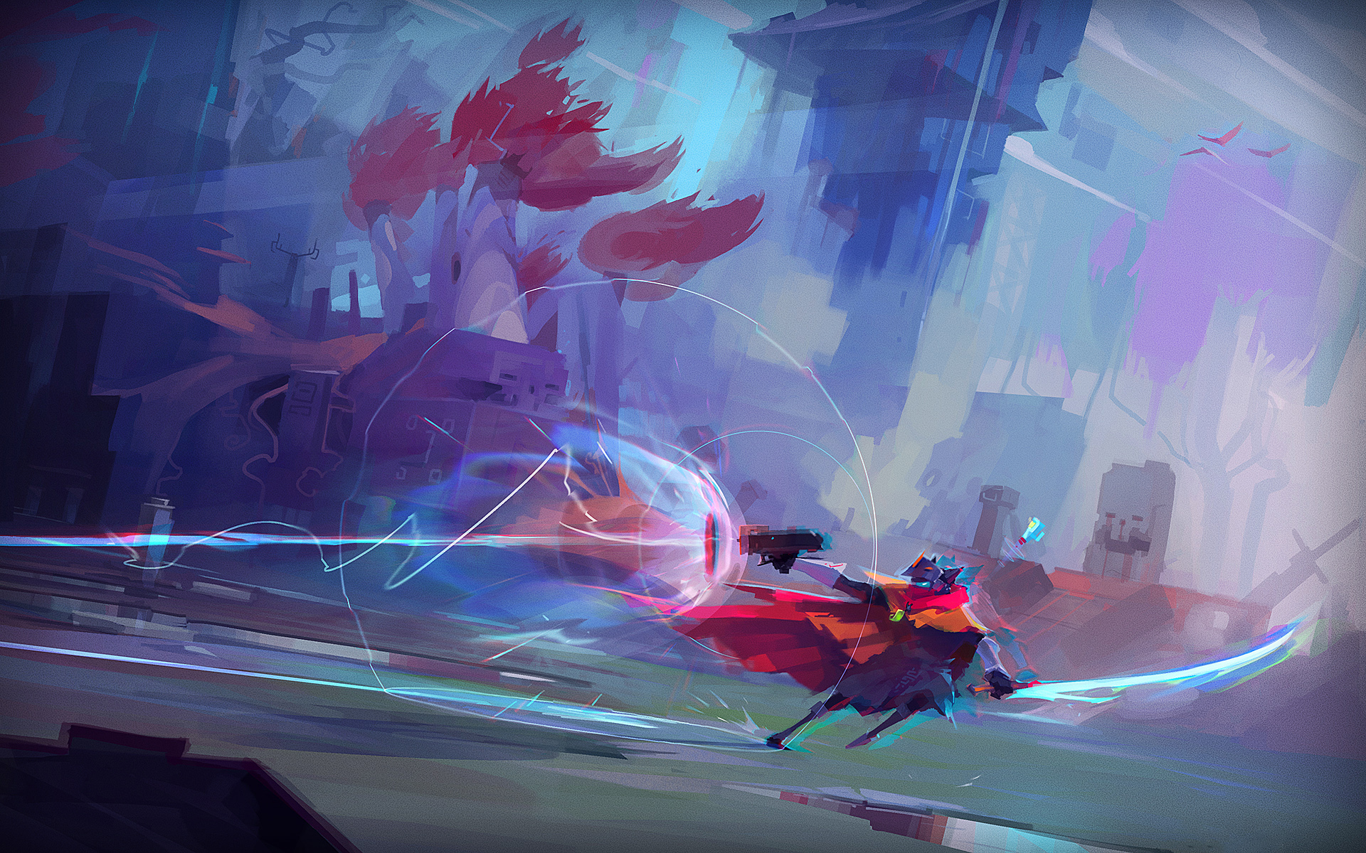 hyper light drifter wallpaper,action adventure game,screenshot,geological phenomenon,sky,games